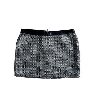 Gap Y2K Faux Leather Tweed Lined Holiday Gold Thread Woman Mini Skirt (size 14)